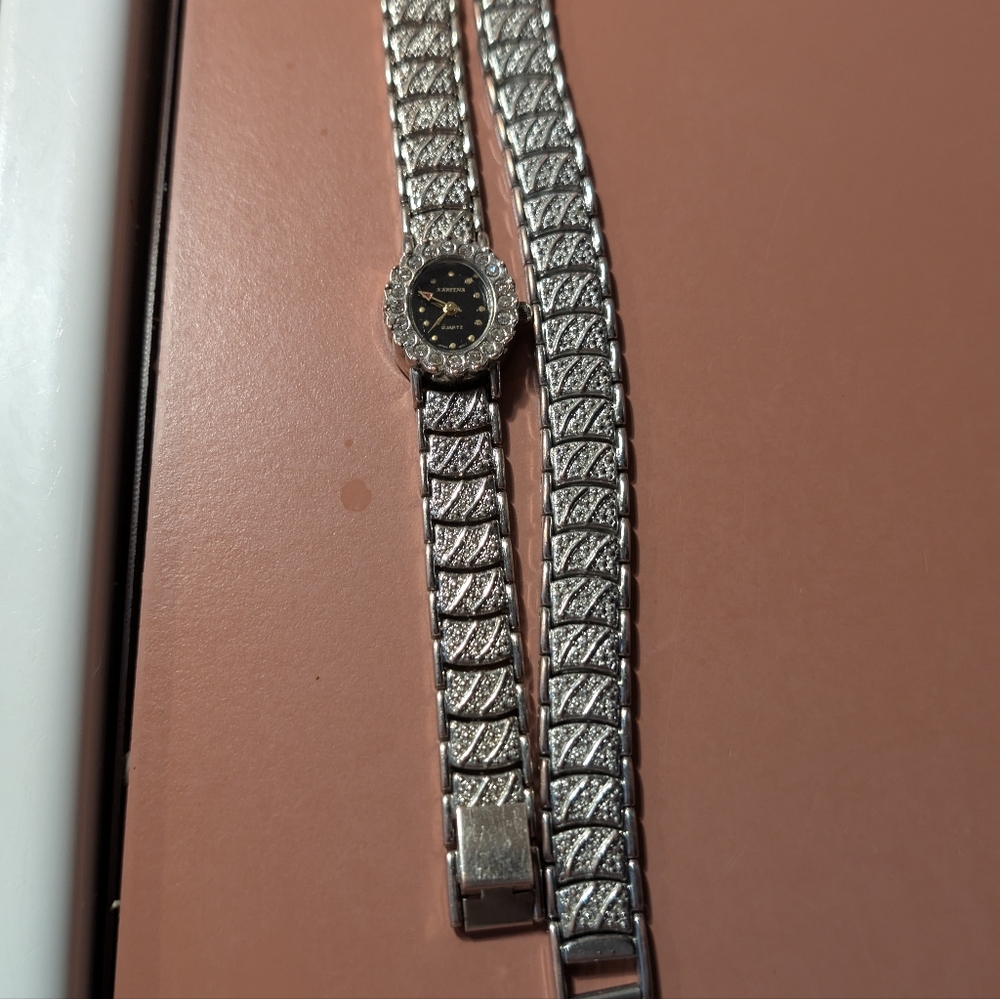 Stainless Steel Watch with Black Dial